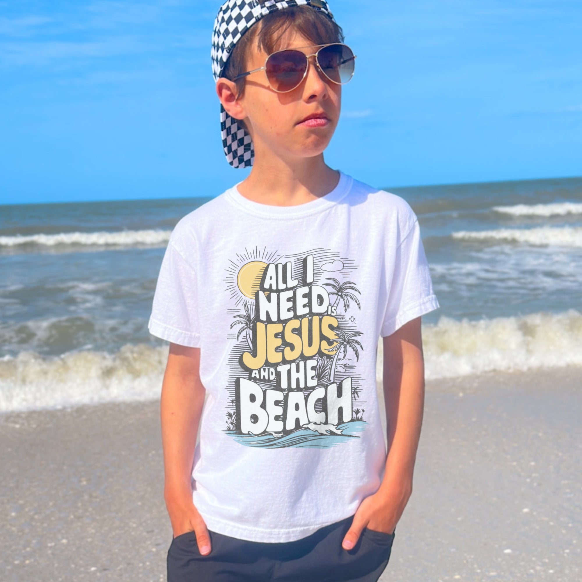 All I Need Is Jesus and the Beach Youth T-Shirt