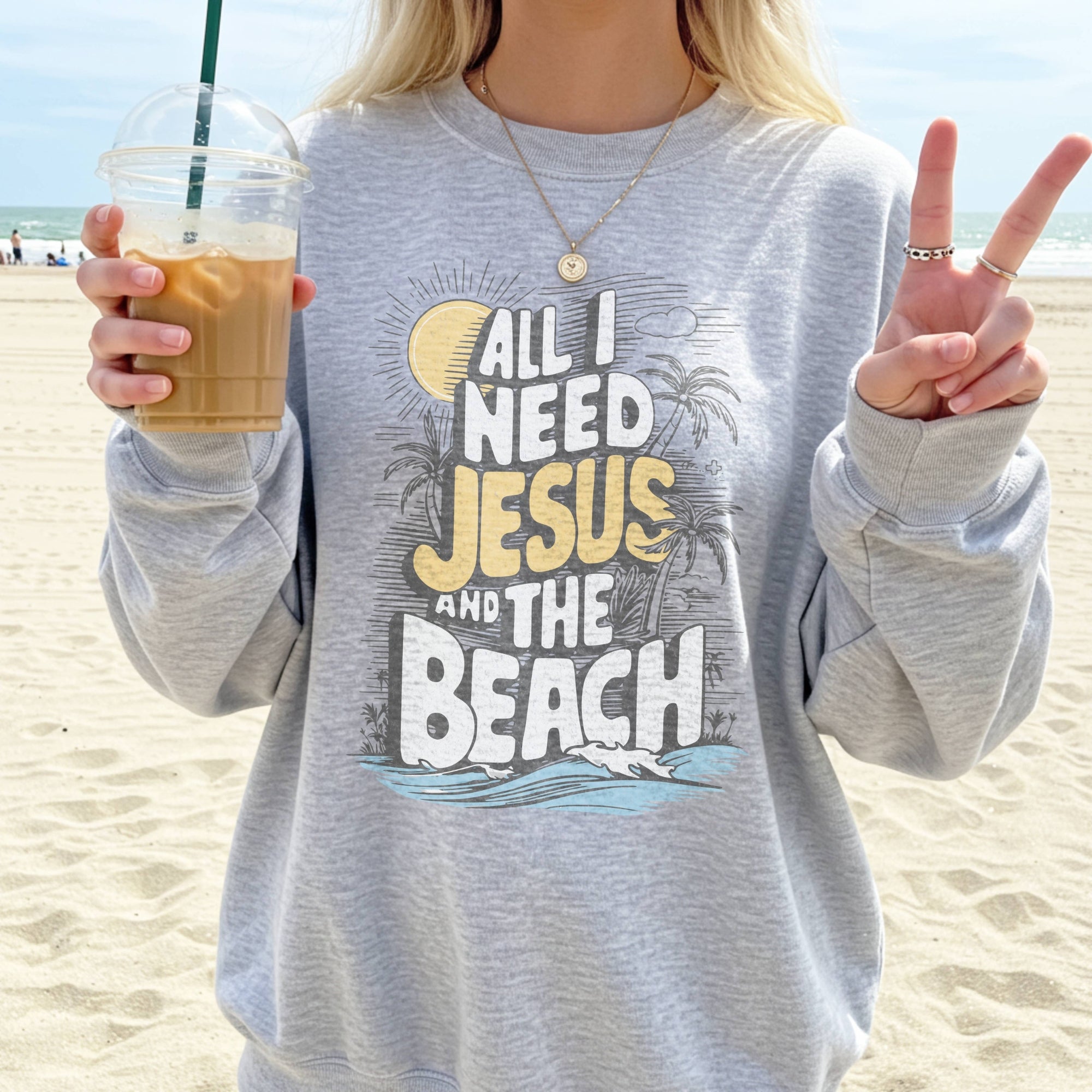 Jesus and the Beach Sweatshirt (Gildan 18000)