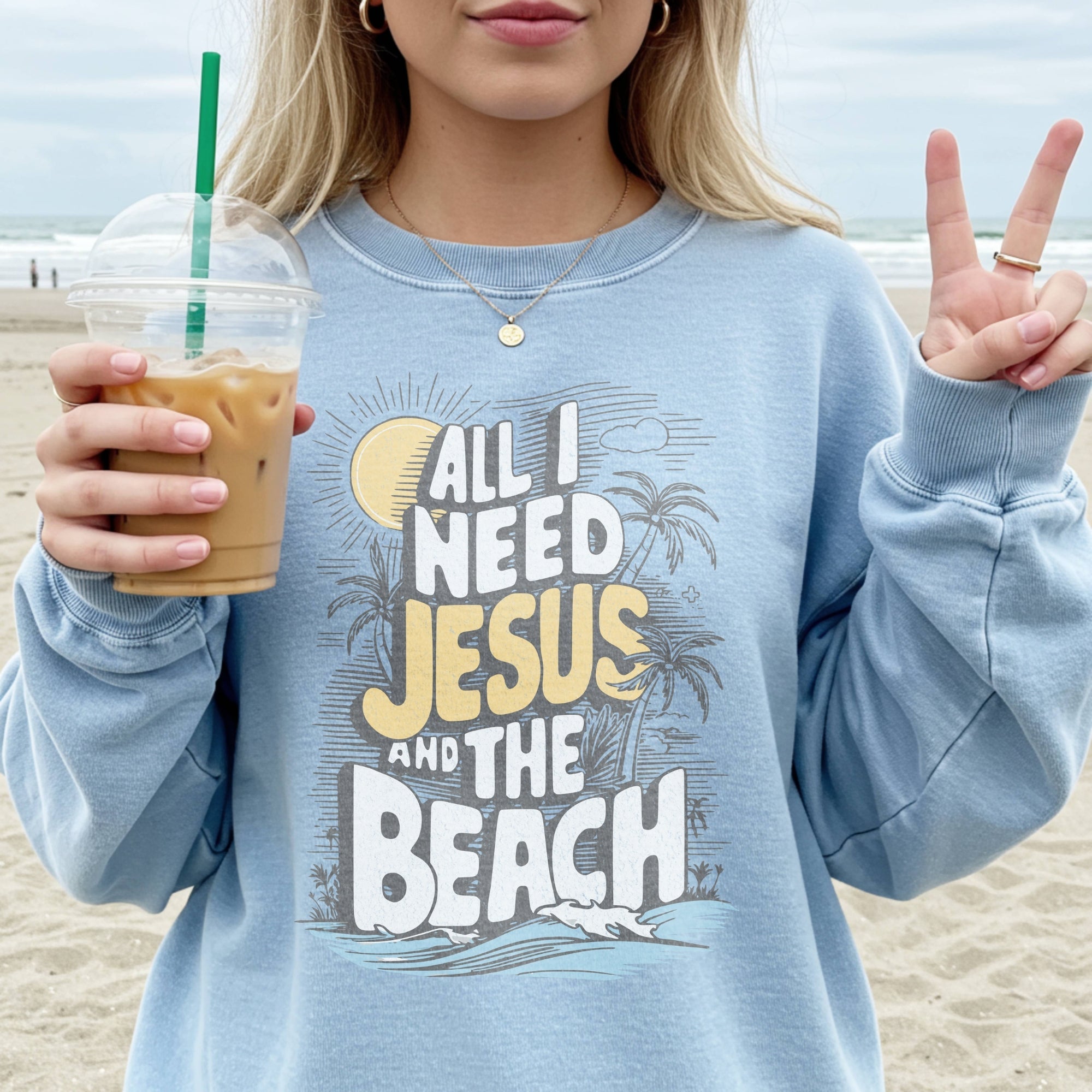 Jesus and the Beach Sweatshirt (Gildan 18000)