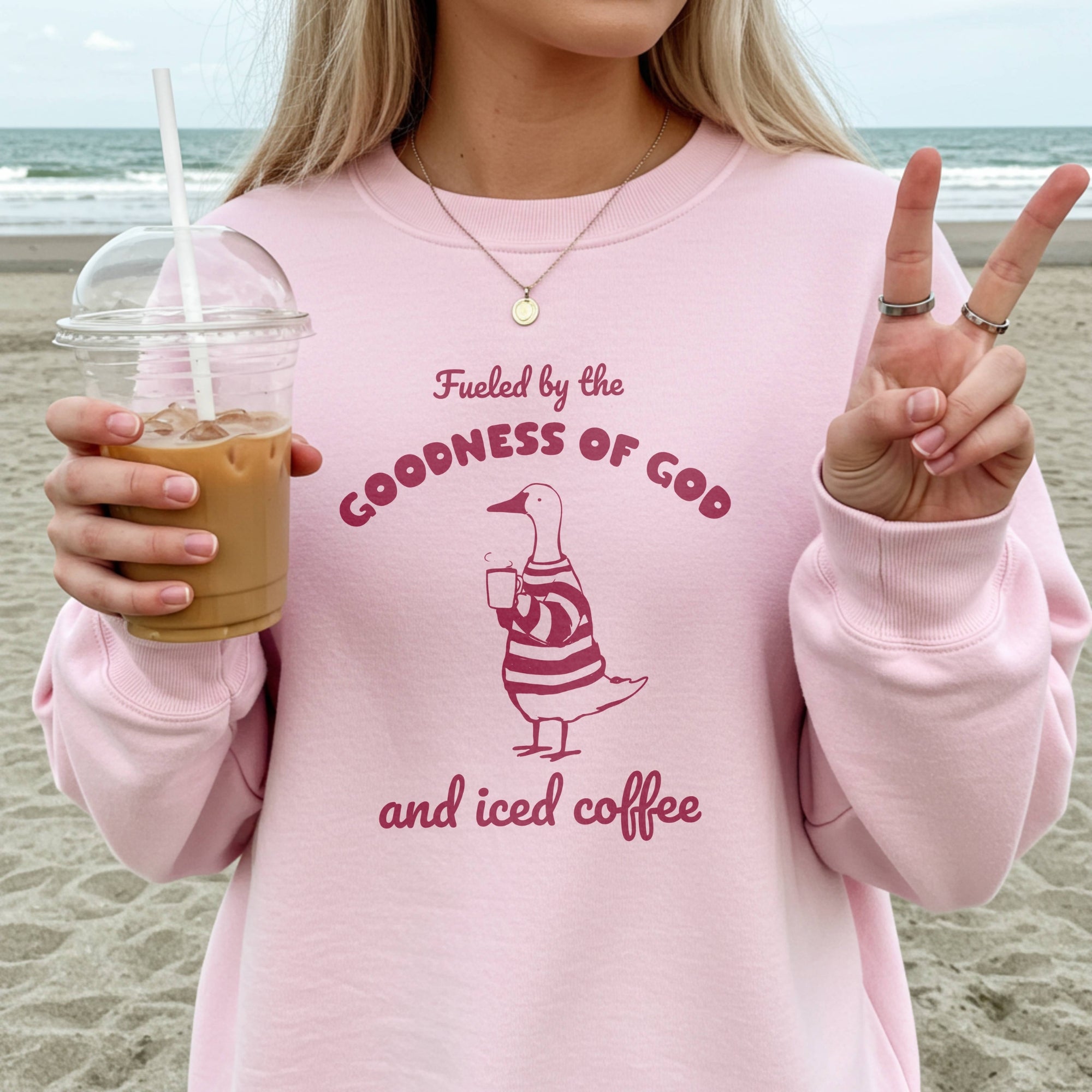 Fueled by the Goodness of God and Iced Coffee Sweatshirt