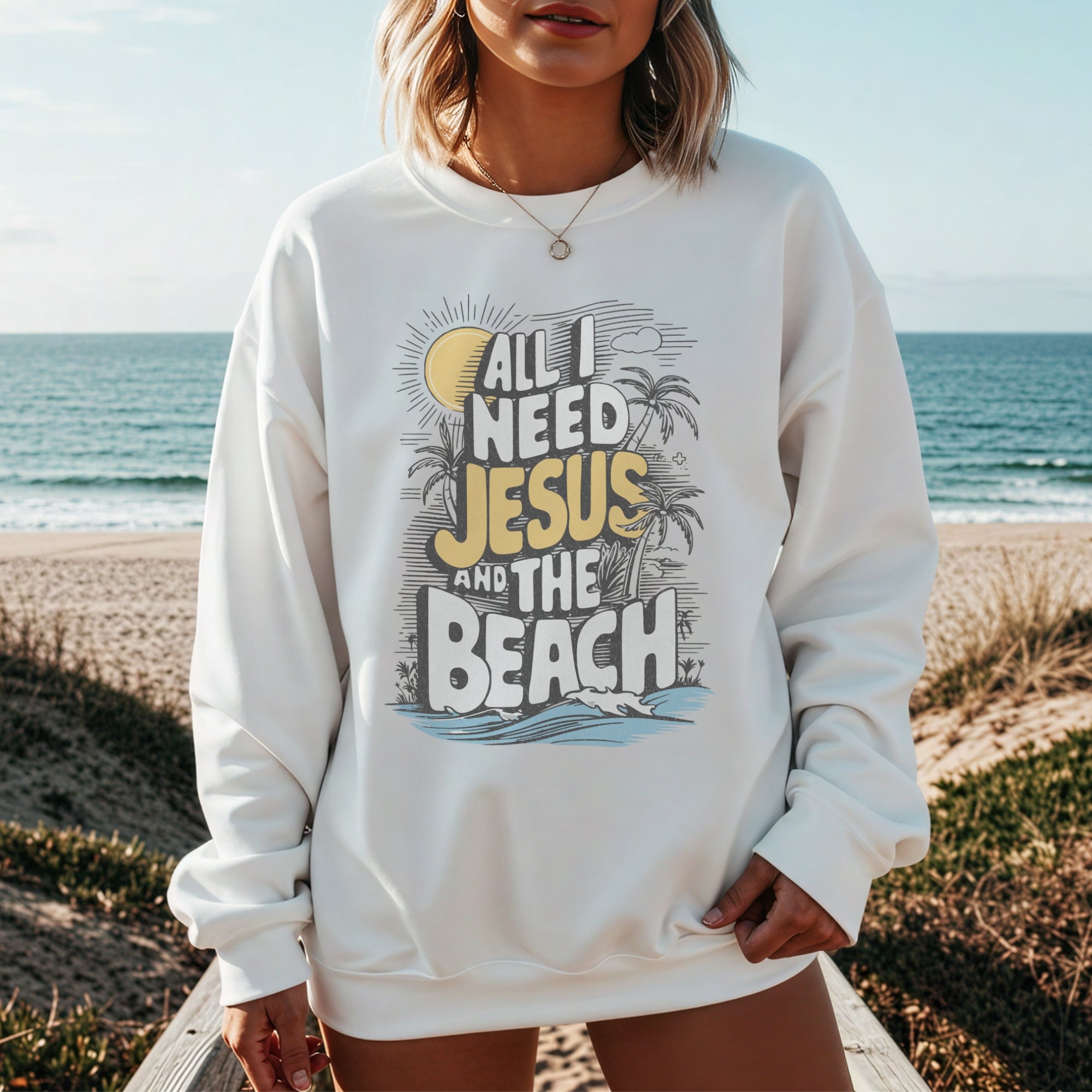 Jesus and the Beach Sweatshirt (Gildan 18000)